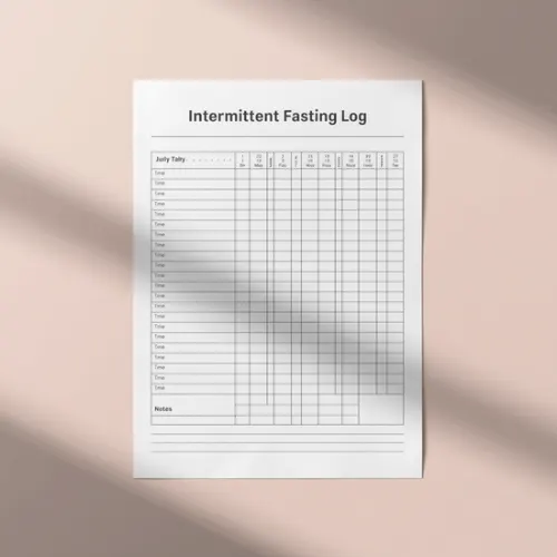a4 intermittent fasting log printed — single sheet intermittent page (1)