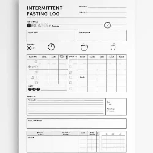 a4 intermittent fasting log printed — single sheet intermittent page