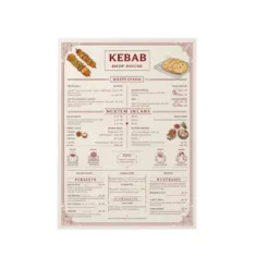 a4 kebab shop menu a4 printed — single sheet kebab page