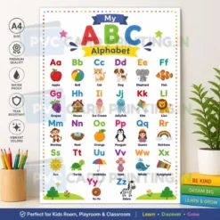 a4 kids alphabet educational poster — abc wall chart printed single sheet (1)