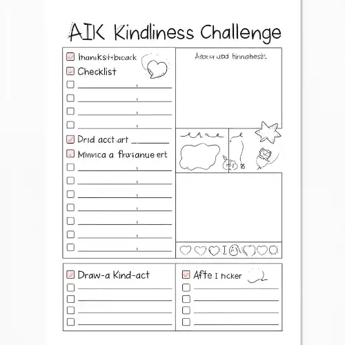 a4 kindness challenge sheet printed — single page activity sheet