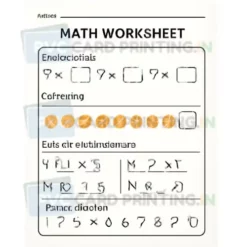 a4 math worksheet printed — primary school maths practice sheet single page