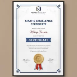a4 maths challenge certificate printed — single sheet maths print