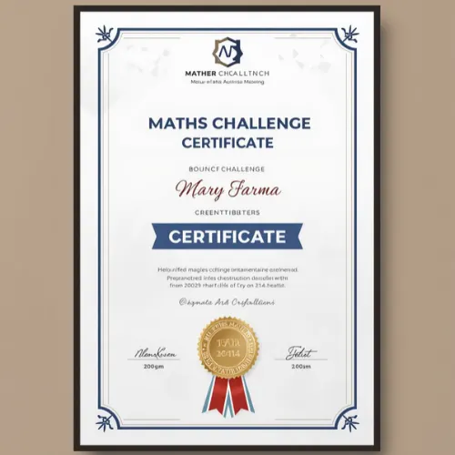 a4 maths challenge certificate printed — single sheet maths print