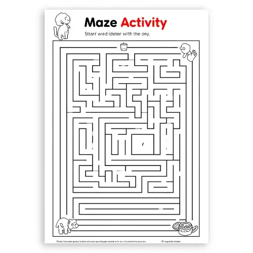 a4 maze activity sheet printed — single page activity sheet