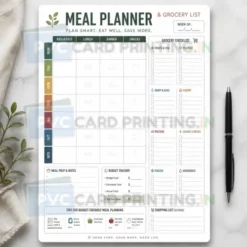 a4 meal planner sheet printed — weekly grocery list single page print