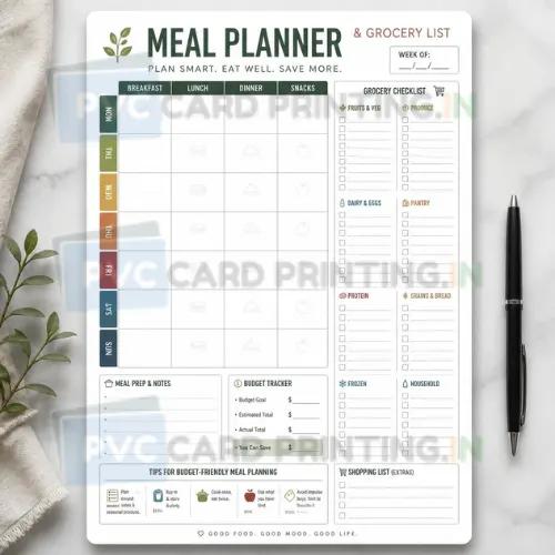 a4 meal planner sheet printed — weekly grocery list single page print