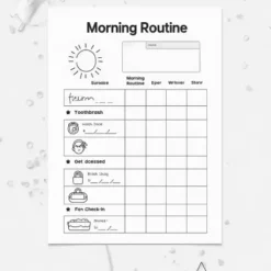 a4 morning routine chart printed — single page activity sheet