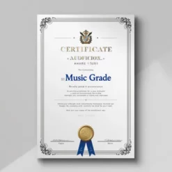 a4 music grade certificate printed — single sheet music print