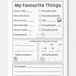 a4 my favourite things sheet printed — single page activity sheet
