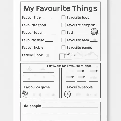 a4 my favourite things sheet printed — single page activity sheet