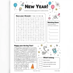 a4 new year activity sheet printed — single page activity sheet
