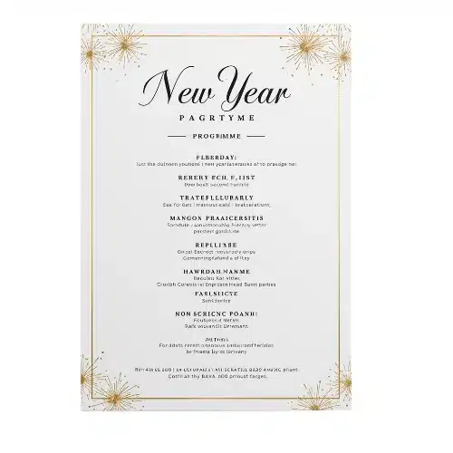 a4 new year party programme printed — single sheet new print (1)
