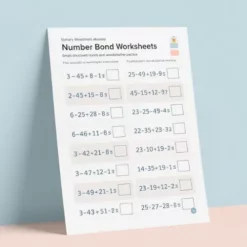 a4 number bond worksheet printed — single sheet number practice