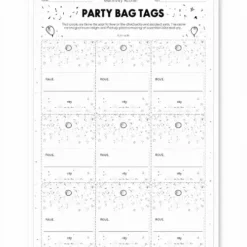 a4 party bag tag sheet printed — single page activity sheet