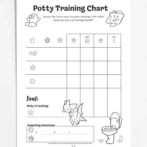 a4 potty training chart printed — single page activity sheet
