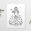 a4 princess colouring page printed — single page activity sheet (1)