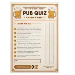 a4 pub quiz answer sheet printed — single sheet pub print
