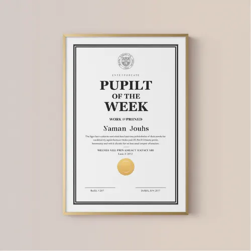 a4 pupil of the week certificate printed — single sheet pupil print