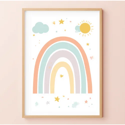 a4 rainbow bright wall art printed — rainbow wall art poster single sheet