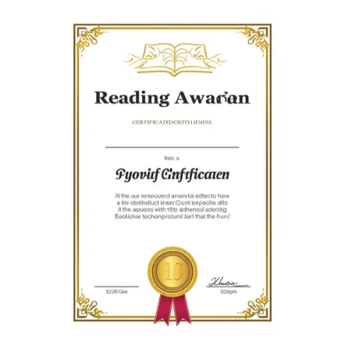 a4 reading award certificate printed — single sheet reading print
