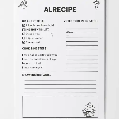 a4 recipe writing sheet printed — single page activity sheet