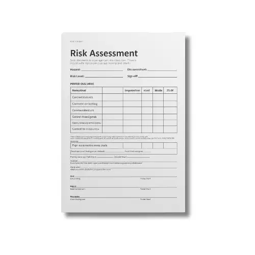 a4 risk assessment sheet printed — single sheet risk print