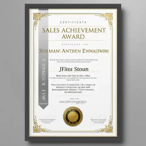 a4 sales achievement award printed — single sheet sales print