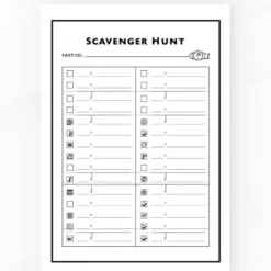 a4 scavenger hunt sheet printed — single page activity sheet