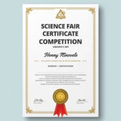 a4 science fair certificate printed — single sheet science print
