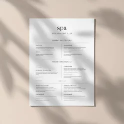 a4 spa treatment list a4 printed — single sheet spa page (1)