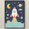 a4 space rocket kids art printed — space wall art poster single sheet