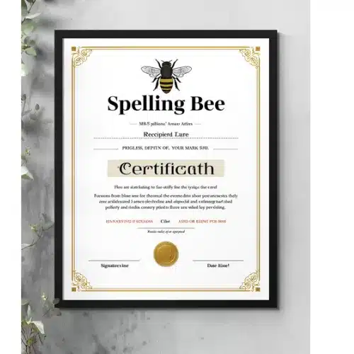 a4 spelling bee certificate printed — single sheet spelling print (1)