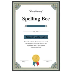 a4 spelling bee certificate printed — single sheet spelling print