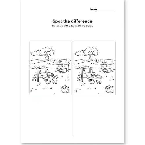 a4 spot the difference printed — single page activity sheet