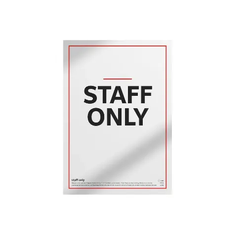 a4 staff only sign a4 printed — single sheet staff print