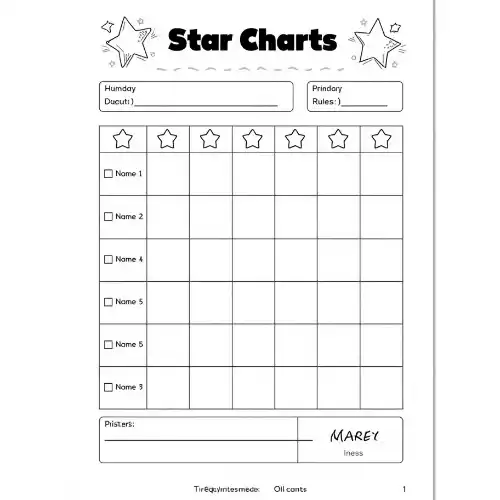 a4 star chart reward sheet printed — single page activity sheet