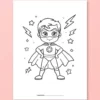a4 superhero colouring page printed — single page activity sheet