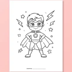 a4 superhero colouring page printed — single page activity sheet
