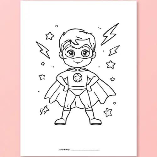 a4 superhero colouring page printed — single page activity sheet