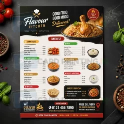 a4 takeaway menu printed — delivery food menu leaflet single sheet