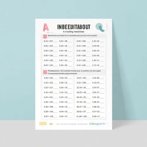 a4 times tables practice sheet printed — single sheet times practice