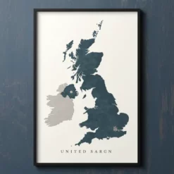 a4 uk map poster printed — uk wall art poster single sheet