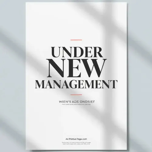 a4 under new management printed — single sheet under print