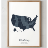 a4 usa map poster printed — usa wall art poster single sheet