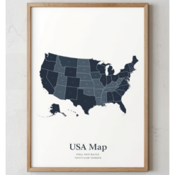 a4 usa map poster printed — usa wall art poster single sheet