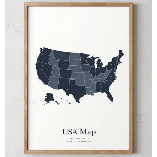 a4 usa map poster printed — usa wall art poster single sheet