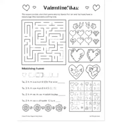 a4 valentine activity sheet printed — single page activity sheet