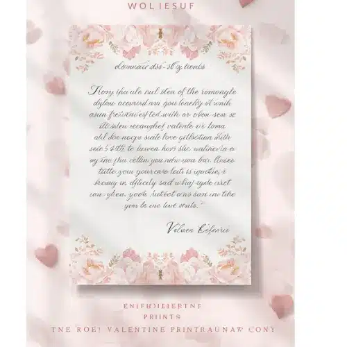 a4 valentine day love letter printed — single sheet valentine print
