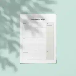 a4 vegan meal plan sheet printed — single sheet vegan page (1)